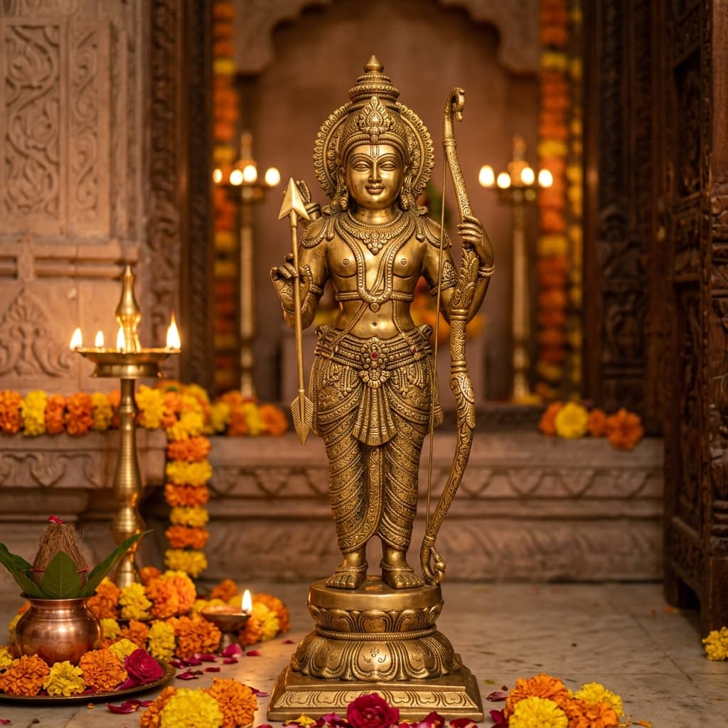 Action Ayodhya Shri Ram Lalla Pure Brass Murti (9 Inch)
